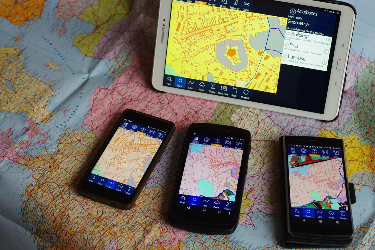 topoXpress on various Android devices